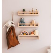 تصویر شلف دیواری چوبی ۳ عددی 