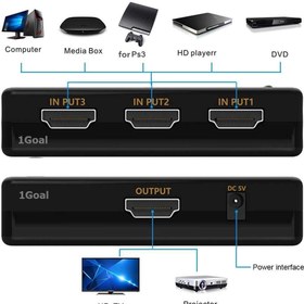 تصویر سوییچ 3 پورت HDMI با کنترل ROYAL HDMI 3 Ports Switch Remote 3 inputs 1 Output