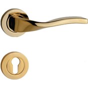 تصویر دستگیره درب دو تکه مدل رزت طلایی 