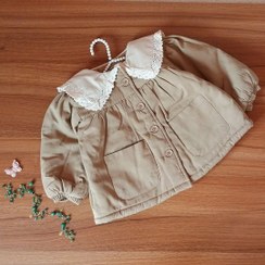 تصویر پالتو دخترانه خز یقه گلدوزی سایز ۱ تا ۶ سال 