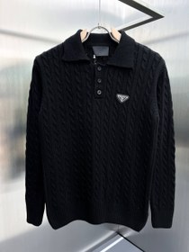 تصویر پلیور بافت PRADA مسترکوالیتی واقعی در دو رنگ پرطرفدار - مشکی / XXl PRADA