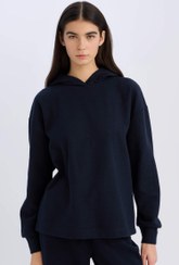 تصویر هودی زنانه سرمه ای دفکتو 