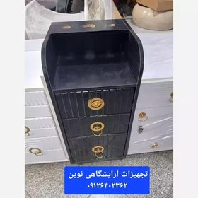 تصویر ترولی آرایشگاهی کرکره ای سه کشو دررنگ بندی سفید ومشکی هزینه ارسال به صورت پس کرایه به عهده مشتری میباشد 