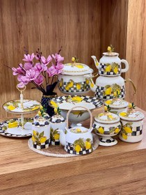 تصویر ست کامل لیمو - سینی گرد لعابی ۳۲ 