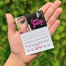 تصویر نگین ورقه‌ ای مرواریدی سفید 45 عددی کد J138 