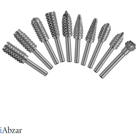 تصویر چوب ساب 10 تکه سر دریلی چوب ساب 10 تکه مشکی