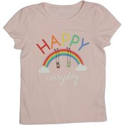 تصویر تیشرت آستین کوتاه دخترانه h&m طرح رنگین کمان صورتی | فروشگاه نام نیکو 