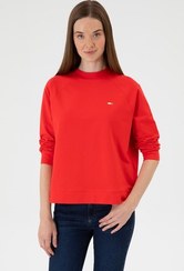تصویر سویشرت یقه گرد معمولی زنانه قرمز یو اس پولو اسن 