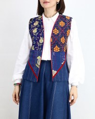 تصویر جلیقه گلناز آبی 