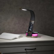 تصویر چراغ رومیزی و شارژر وایرلس چند کاره برند کرونی | CRONY B22D Table Lamp with wirelese charge-night light 