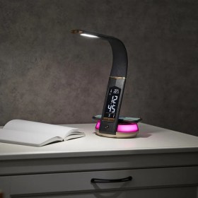 تصویر چراغ رومیزی و شارژر وایرلس چند کاره برند کرونی | CRONY B22D Table Lamp with wirelese charge-night light 