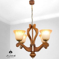تصویر لوستر چوبی ترنج چهار شعله AAJ-TAG : DAR