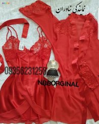 تصویر لباس خواب ساتن حریر دو تیکه ان بی بی کد ۳۸۲۰ 