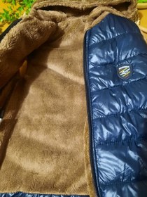 تصویر پافر تو خز بره ای کلاهدار - سورمه ای / ۴۰ 