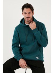 تصویر سویشرت مردانه با کلاهدار و جیب کانگورویی، نازک و نرم با داخل پشمی و بند کشی برند buratti Slim Fit Hooded Kangaroo Pocket Furry Inside Soft Drawstring Sweat Men's Sweat 5905281