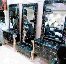 تصویر دکور آرایشگاهی وکیوم دررنگ بندی سفیدومشکی وکرم 