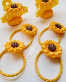 تصویر کش مو و مینی کلیپس آفتابگردان کد ۲۷۱۳ Sunflower hair clip and hair band for girls