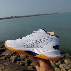 تصویر کفش والیبال هندبال بسکتبال اسیکس اسکای الیت ویتنام کیفیت مستر کوالیتی ویتنام asics sky elite ff mt2رنگ سفید سورمه 