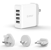 تصویر شارژر دیواری 4 پورت اوریکو ORICO 34W 4 Port Smart Wall Charger with UK, AU, EU add on AC Plug DSP-4U 
