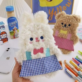 تصویر جامدادی عروسکی طرح خرس و خرگوش پشمالو 