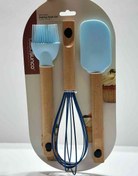 تصویر ست همزن و لیسک سیلیکونی دسته بامبو کد ۲۹ 