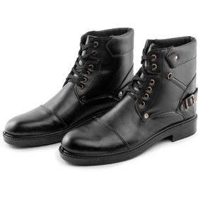 تصویر کفش نیم بوت مردانه مشکی Enzo بند دار - 4 Men's black Enzo strappy ankle boots