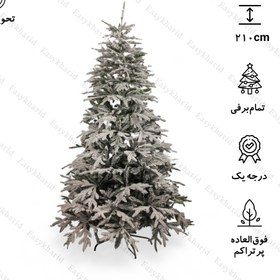 تصویر درخت کریسمس تمام برفی کاج نوئل اروپایی 210 سانتی Christmas tree full of snow European Christmas pine 210 cm