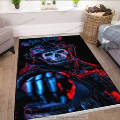 تصویر فرشینه مدل گوست قرمز و مشکی در کالاف مناسب اتاق گیمینگ FM-1464 