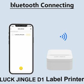تصویر چاپگر مینی پرینتر حرارتی بلوتوثی برند luck Jingle با ظاهر زیبا و چاپ با کیفیت نوشته و عکس luck Jingle