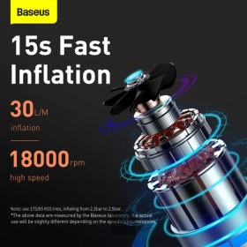 تصویر پمپ باد و چراغ‌ قوه قابل حمل بیسوس Baseus Super Mini Inflator Pump BS-CG003 