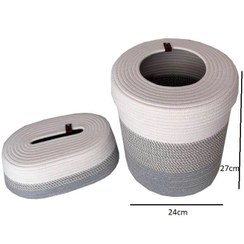 تصویر ست سطل و جای دستمال قیطان دوزی شده کاغذی مدل 02 