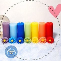 تصویر شمع پارافینی رنگین کمان( هفت چاکرا، هفت رنگ) rainbow candle
