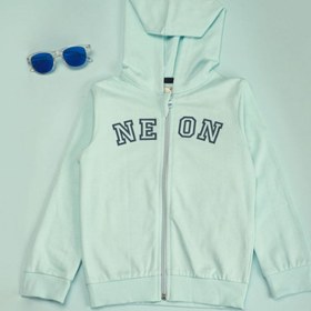 تصویر بلوز آستین بلند با کلاه و زیپ برای پسران - آبی روشن برند neon Boys Hooded Neck Long Sleeve Zip Through Light Blue