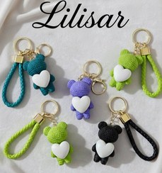 تصویر جاسویچی تدی قلبی,,جنس سنگ مصنوعی - حلقه طلایی / مشکی 