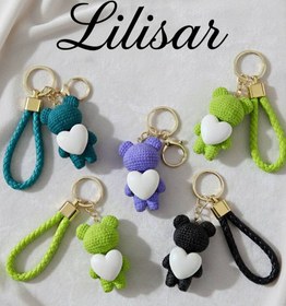 تصویر جاسویچی تدی قلبی,,جنس سنگ مصنوعی - چرم رنگی / سبز 