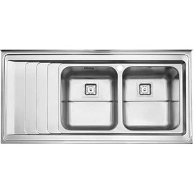 تصویر سینک ظرفشویی استیل البرز مدل 734 ظرفیت ۲ لگن روکار 