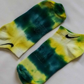 تصویر جوراب نایک آبرنگی مچی زرد-سبز Yellow & Green Tiedye Socks