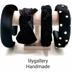 تصویر تل مجلسی مخمل مشکی با اسکرانچی ست 