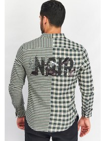 تصویر پیراهن مردانه کژوال آستین بلند با طرح چهارخانه، مشکی/کرمی برند jack & jones Men Regular Fit Checkered Long Sleeves Casual Shirt, Black/Beige