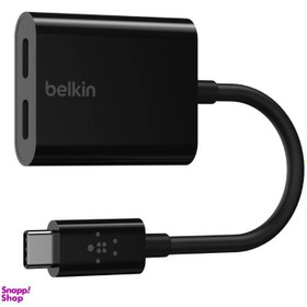 تصویر مبدل 1 به 2 USB-C بلکین مدل F7U081btBLK طول 0٫14 متر 