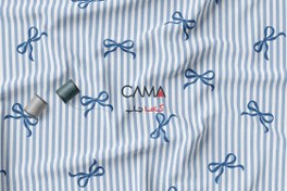 تصویر پارچه طرح پاپیون آبی راه راه | کد C62 