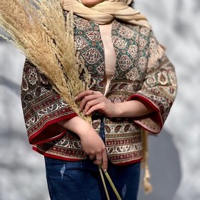 تصویر لباس و کت سنتی قلمکار طرح اصیل نقشه گنبدی 