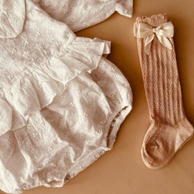 تصویر بادی ،رامپر نوزادی جنس خامه دوزی نرم و لطیف بدون ایجاد حساس - سفید / سایز۱ 