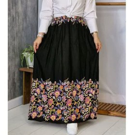 تصویر دامن نخی گل اطلسی 