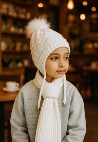 تصویر کلاه و شال گردن دخترانه داخل خز 