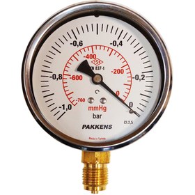 تصویر مانومتر پکنز صفحه 10سانتی روغنی خلا 1_0 بار عمودی 