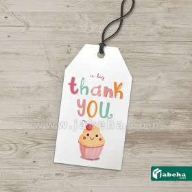 تصویر تگ آویز thank you طرح کیک 5 × 9 