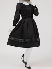 تصویر پیراهن زنانه آستین بلند کتان لمه مغزی دوزی مخمل 80100 مشکی bornos | 68D918ED0AC511B0E107D047-6638