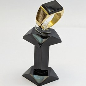 تصویر انگشتر استیل نگین مشکی 