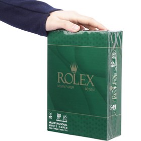 تصویر کاغذ Rolex 80g A5 نوین کاغذ شیراز بسته 500 عددی Rolex 80g A5 Paper Pack of 500